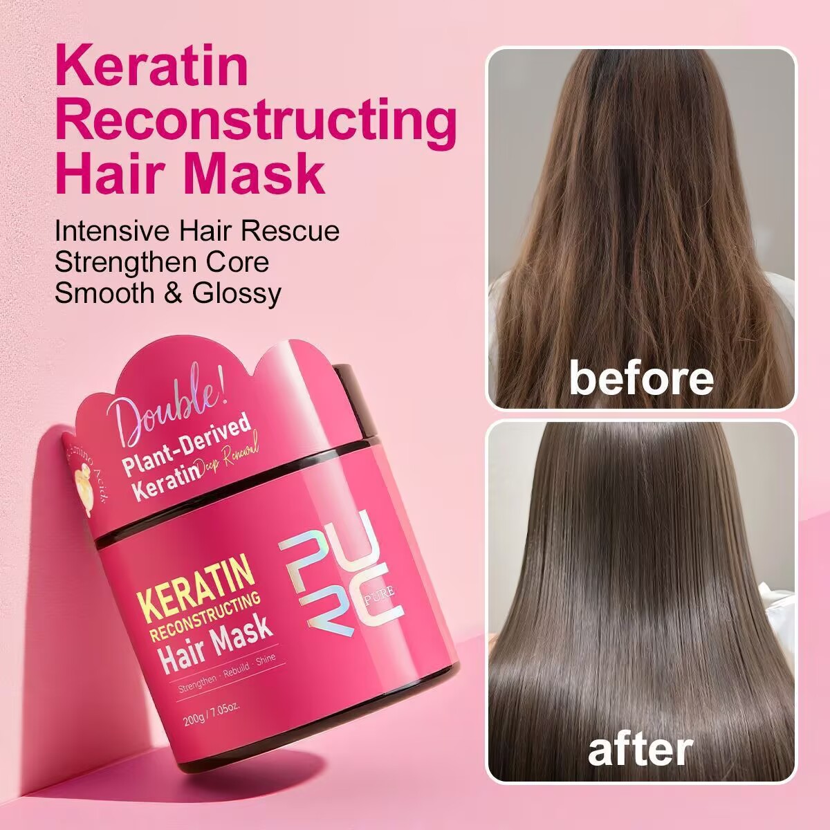 Hair Care Products - PURC 200g Keratin-Haarmaske Glättende und Glanzverleihende